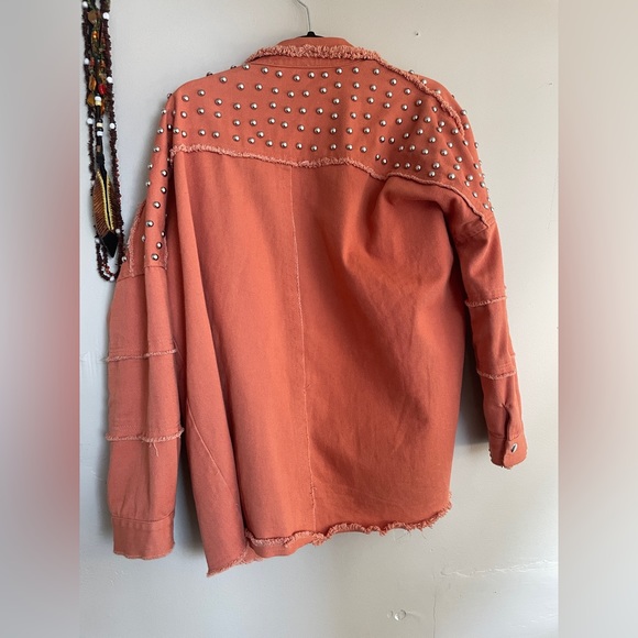 Fantastic Fawn cotton frayed studded jacket size small - Picture 4 of 6